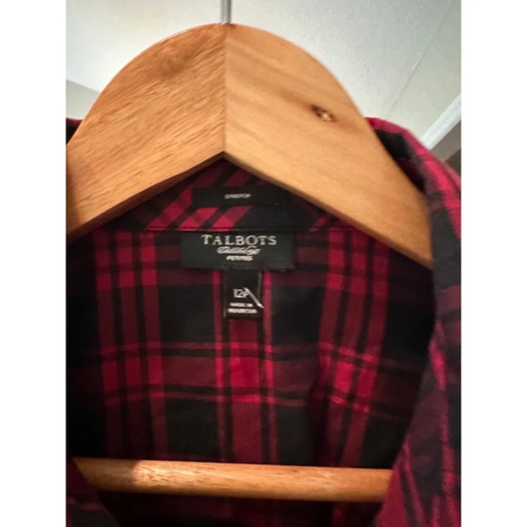 Women's Talbots Plaid Shirt, Size 12P, Red & Black - Picture 3 of 5